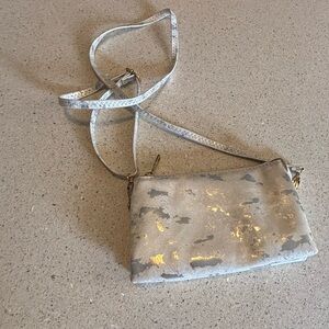 Elegant White and Silver Women's Crossbody Bag by Caroline Hill